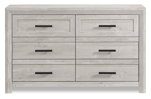  Commode de chambre à coucher Lark de 58 po (L) x 35 po (H) à 6 tiroirs - blanc rustique