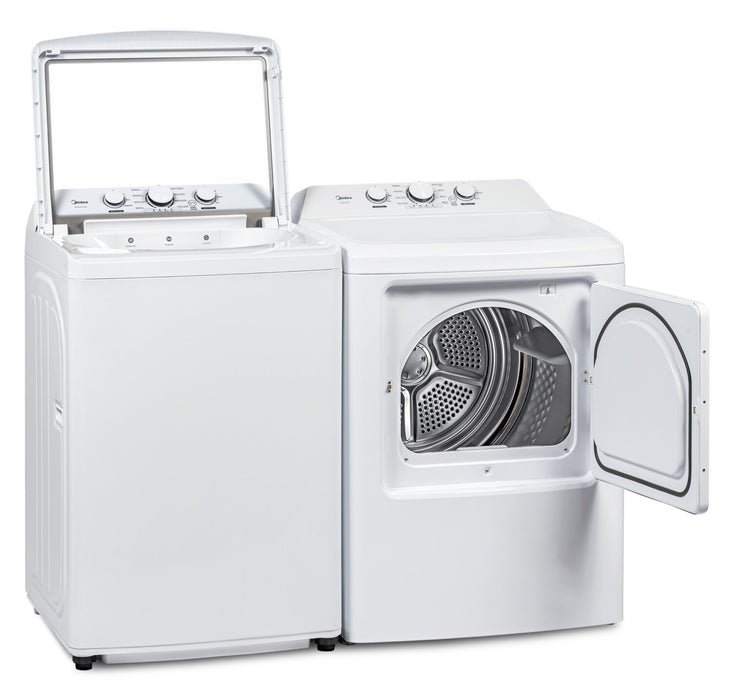 Laveuse à chargement par le haut de 4,5 pi³ avec agitateur et sécheuse électrique de 7,0 pi³ de Midea - blanches 