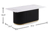 Kort & Co. Capri 47.5" Modern Rectangular Coffee Table with White Sintered Stone Top – Black and Gold | Table à café rectangulaire moderne Capri Kort & Co. de 47,5 po avec dessus en pierre frittée blanche - noire et dorée