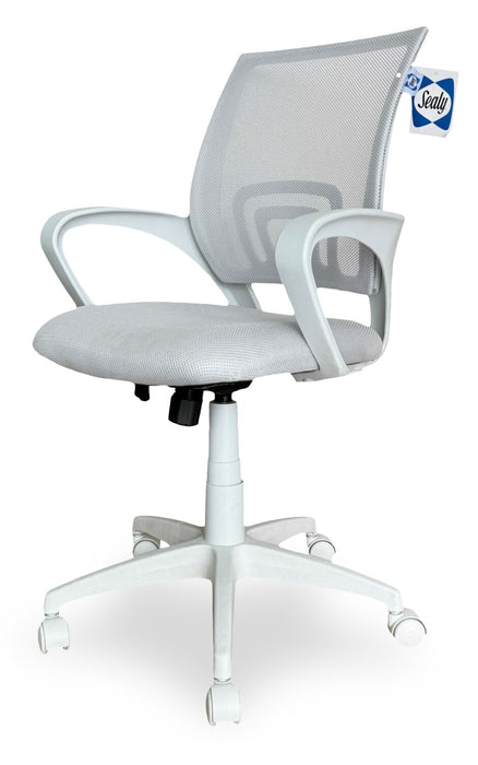 Chaise de bureau ergonomique réglable Raven de Sealy de 25,2 po avec rembourrage en mailles - blanche