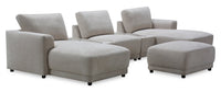 Sofa sectionnel modulaire de gauche Voyage 6 pièces en tissu avec console et pouf - taupe