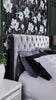 Candace Upholstered Bed in Velvet Grey Fabric, Button Tufted - Queen Size | Lit rembourré Candace en tissu de velours gris avec capitonnage à boutons - format grand lit