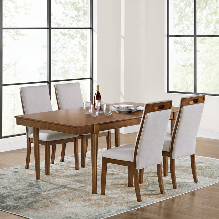 Ensemble de salle à manger Ember 5 pièces avec table, 74 po à 92 po (L), et 4 chaises - gris et brun