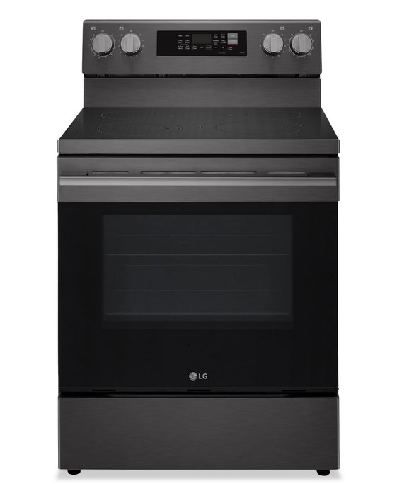 Cuisinière intelligente électrique LG de 6,3 pi³ avec friture à air - acier inoxydable noir - LREN6323ZE