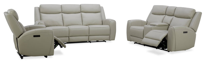 Fauteuil à inclinaison électrique Reign de 41,25 po en cuir véritable de qualité supérieure avec port USB - taupe clair de lune Deltona