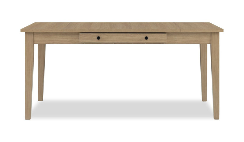 Ensemble de salle à manger Cove 6 pièces en mélamine avec table de 66 po (L), tiroirs de rangement, banc et 4 chaises - naturel et gris