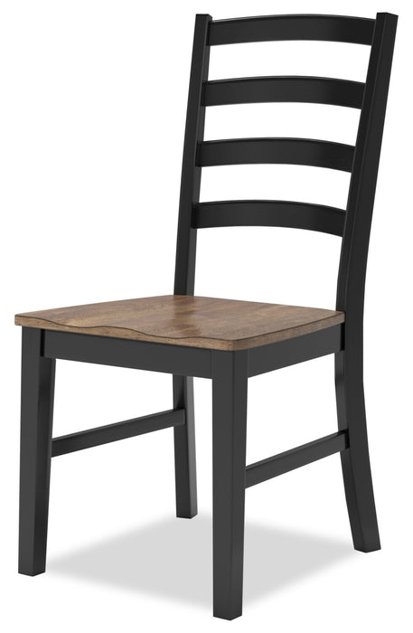 Ensemble de salle à manger Raven 7 pièces avec table à rallonge, 60 po à 78 po (L) et 6 chaises - deux teintes, noir et brun