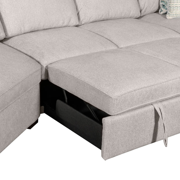 Sofa-lit sectionnel enveloppant de gauche Haven de Scott Living 3 pièces en tissu de chenille - gris 