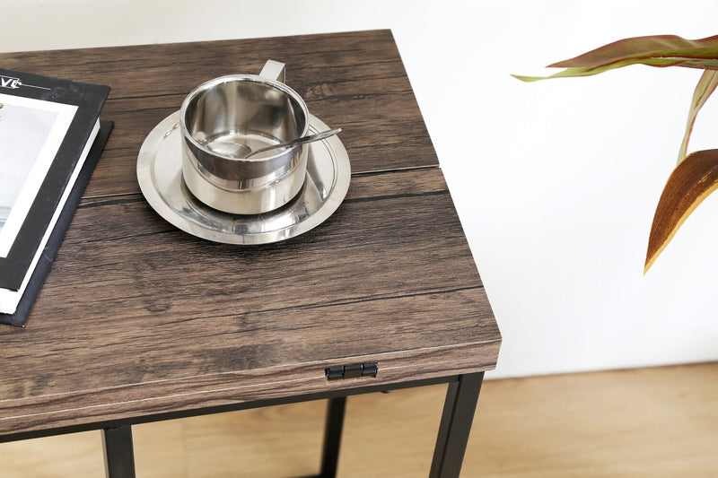 Table Pia de 18 po en forme de C avec dessus extensible - brune