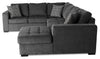Made in Canada Legend 4-Piece Right-Facing Chenille Fabric Sleeper Sectional with Storage Chaise - Pepper Grey | Sofa-lit sectionnel de droite Legend 4 pièces fabriqué au Canada en tissu de chenille avec fauteuil long de rangement - gris poivre