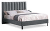 Amos Upholstered Platform Bed Base in Charcoal Fabric - Full Size | Base de lit plateforme rembourrée Amos en tissu anthracite - format lit double