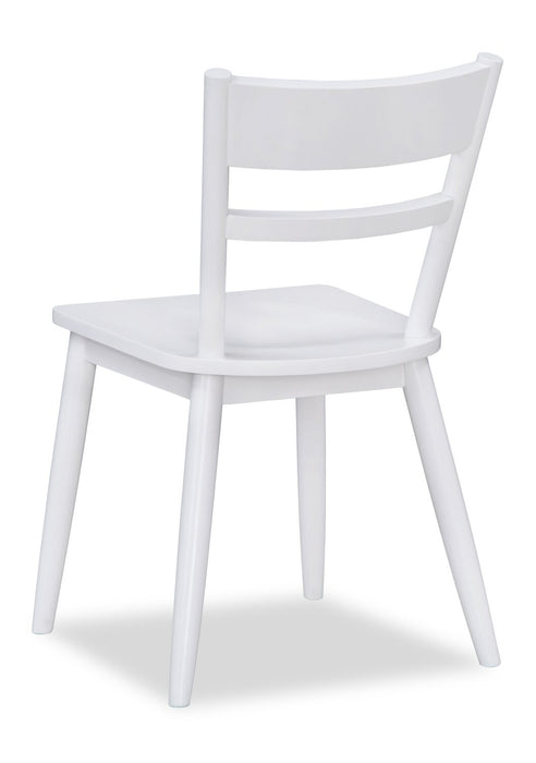 Chaise de salle à manger Remi avec dossier en échelle courbé - blanche