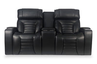 Causeuse de massage à inclinaison électrique Zen de 75,5 po en tissu d’apparence cuir avec console réfrigérée - noire