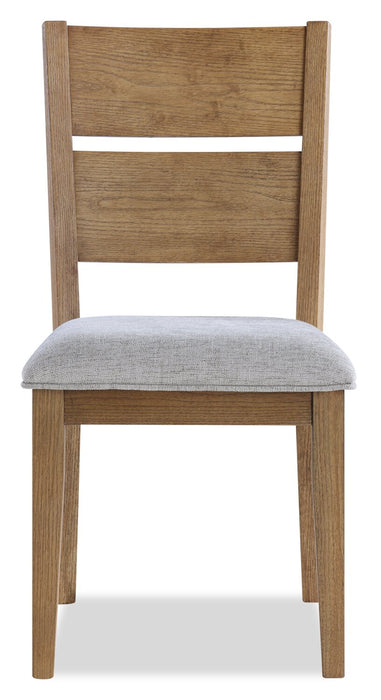 Ensemble de salle à manger Lotus 5 pièces en bois avec table de 82 po (L) et 4 chaises à dossier à lattes - naturel