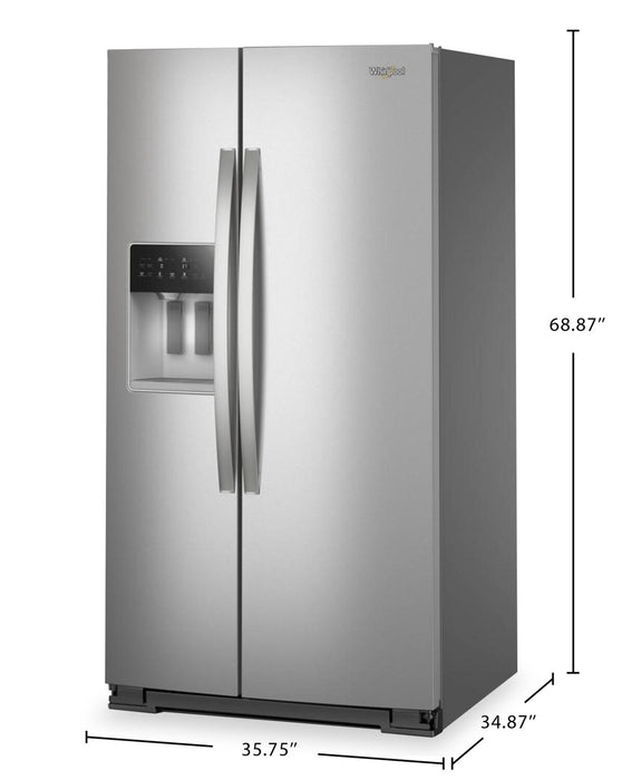 Réfrigérateur Whirlpool de 28,7 pi³ et de 36 po à compartiments juxtaposés - acier inoxydable résistant aux traces de doigts - WRSF6536RZ