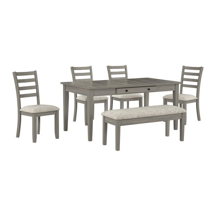 Chaise de salle à manger Cove avec siège rembourré en tissu et dossier en échelle - grise