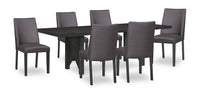 Ensemble de salle à manger Emery 7 pièces en bois avec table, rallonge, 72 po à 96 po (L) et 6 chaises - noir et brun