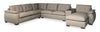 Raya Modular 5-Piece Right-Facing Genuine Leather Sectional with Storage Console and Wood Legs - Stone Beige | Sofa sectionnel modulaire de droite Raya 5 pièces en cuir véritable avec console de rangement et pattes en bois - beige pierre