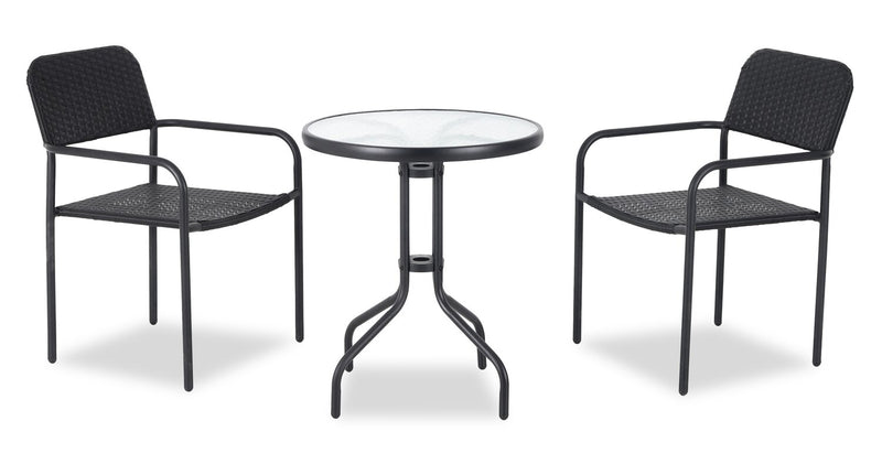 Table bistro Paris pour la terrasse à l’extérieur - dessus de table rond en verre, armature en acier doté d’un revêtement en poudre - noire