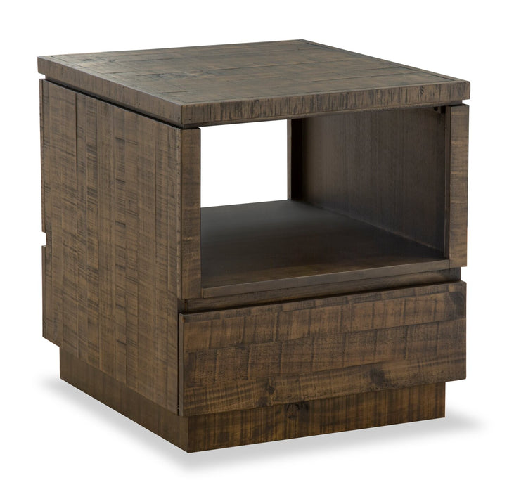 Table de bout rustique Elm de 22 po en pin - brune