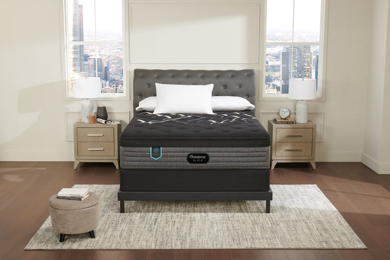 Ensemble matelas semi-ferme à Euro-plateau Presidential Suite de série Hotel de Beautyrest BlackMD pour grand lit