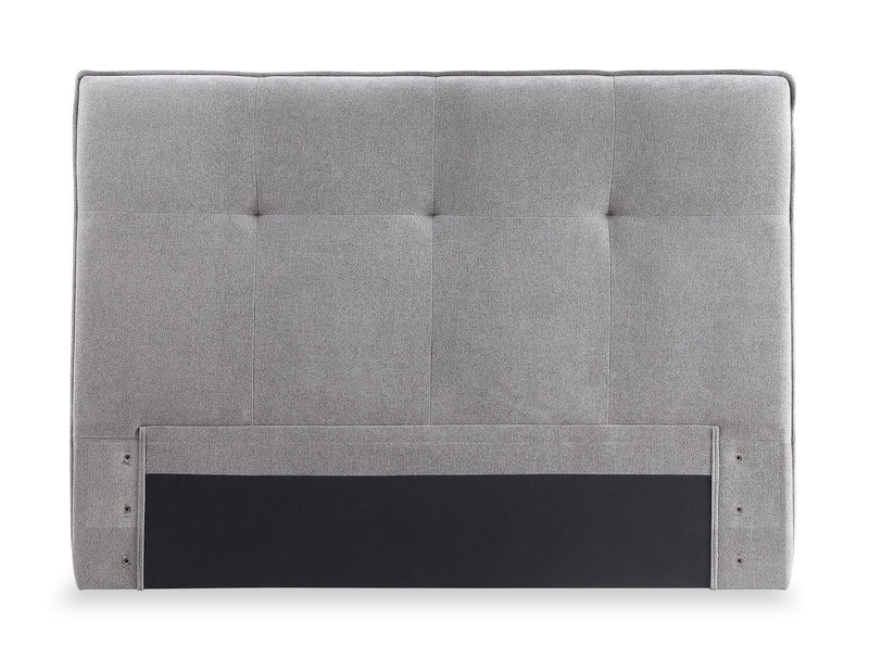Tête de lit rembourrée Amos en tissu gris capitonné - format grand lit