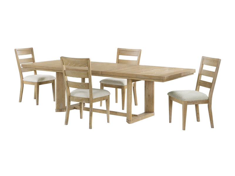 Chaise de salle à manger Aspen avec siège en tissu, dossier à lattes - naturelle