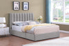 Amos Grey Upholstered Storage Bed with Channel Headboard - Full | Lit de rangement rembourré Amos gris avec tête de lit à canaux - format lit double