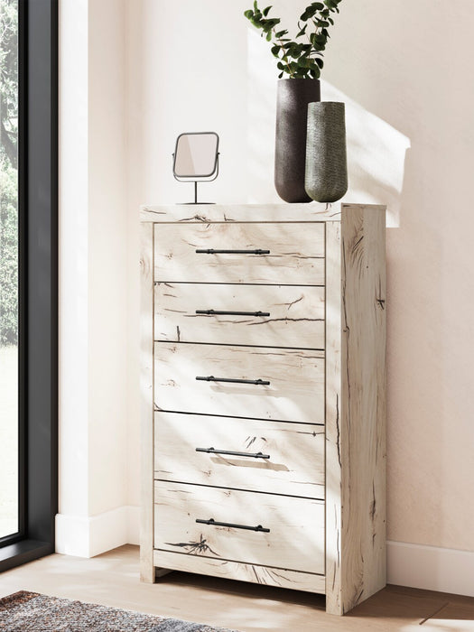 Commode verticale de chambre à coucher Derekson de 31,7 po (L) x 53,9 po (H) à 5 tiroirs - blanc rustique