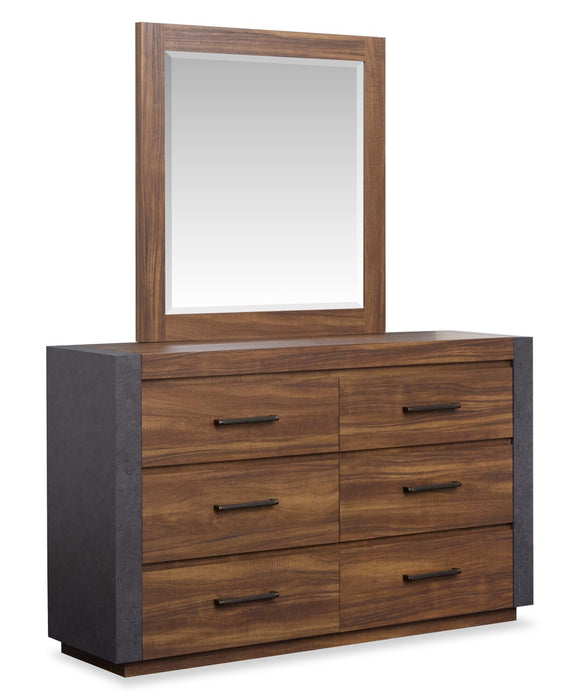Ensemble de chambre à coucher Dante de Scott Living 6 pièces avec lit, commode, miroir et table de nuit, brun - format très grand lit