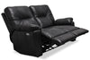 Made in Canada Dawson 64" Genuine Leather Power Reclining Loveseat with USB Port and Accent Pillows – Black | Causeuse à inclinaison électrique Dawson de 64 po fabriquée au Canada en cuir véritable avec port USB et coussins décoratifs - noir