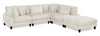 Lounge 5-Piece Chenille Modular Sectional with Ottoman – Beige  | Sofa sectionnel modulaire Lounge 5 pièces en chenille avec pouf - beige
