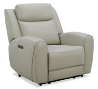 Fauteuil à inclinaison électrique Reign de 41,25 po en cuir véritable de qualité supérieure avec port USB - taupe clair de lune Deltona