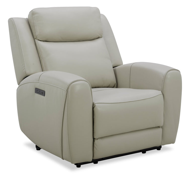 Fauteuil à inclinaison électrique Reign de 41,25 po en cuir véritable de qualité supérieure avec port USB - taupe clair de lune Deltona