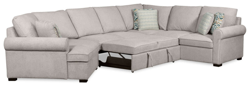 Sofa-lit sectionnel enveloppant de gauche Haven de Scott Living 3 pièces en tissu de chenille - gris 