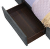 Amos Upholstered Storage Bed in Charcoal Fabric with Channelled Headboard & 3 Built-in Drawers - Queen Size | Lit de rangement Amos rembourré en tissu anthracite avec tête de lit à canaux et 3 tiroirs intégrés - format grand lit