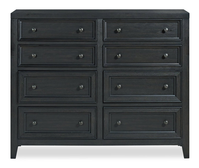 Commode Casa de 54 po (l) x 44 po (H) à 8 tiroirs en bois pour la chambre à coucher - noire
