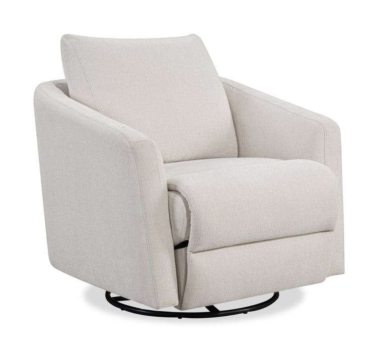 Fauteuil pivotant à inclinaison électrique Aspen de Cindy Crawford Home de 33,5 po en tissu avec repose-pieds électrique - albâtre
