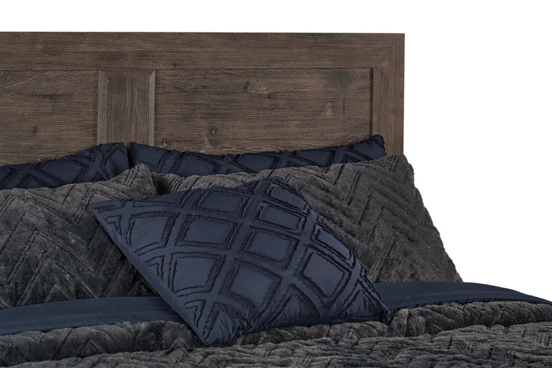Lit plateforme Yorkdale fabriqué au Canada avec tête de lit et cadre de rangement à 6 tiroirs, gris - format lit double