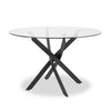 Zoe 5pc Dining Set with Table & 4 Chairs, Glass Top, Metal Geometric Base, 47"W Round - Black & Ivory | Ensemble de salle à manger Zoe 5 pièces avec table ronde de 47 po (L), dessus en verre, base géométrique en métal et 4 chaises - noir et ivoire