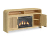 Scott Living Lenore 60" Electric Fireplace TV Stand with Storage - Natural | Meuble pour téléviseur Scott Living Lenore de 60 po avec foyer électrique et rangement - naturel | LENNTFIR