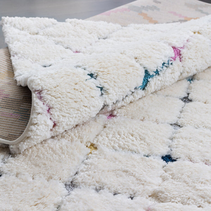 Carpette à poil long Robin multicolore à motif marocain - 6 pi 7 po x 9 pi 6 po