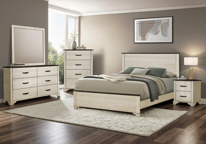 Commode de chambre à coucher Clara de 59 po (L) x 34 po (H) à 6 tiroirs - chêne blanchi et brun
