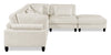 Lounge 5-Piece Chenille Modular Sectional with Ottoman – Beige  | Sofa sectionnel modulaire Lounge 5 pièces en chenille avec pouf - beige