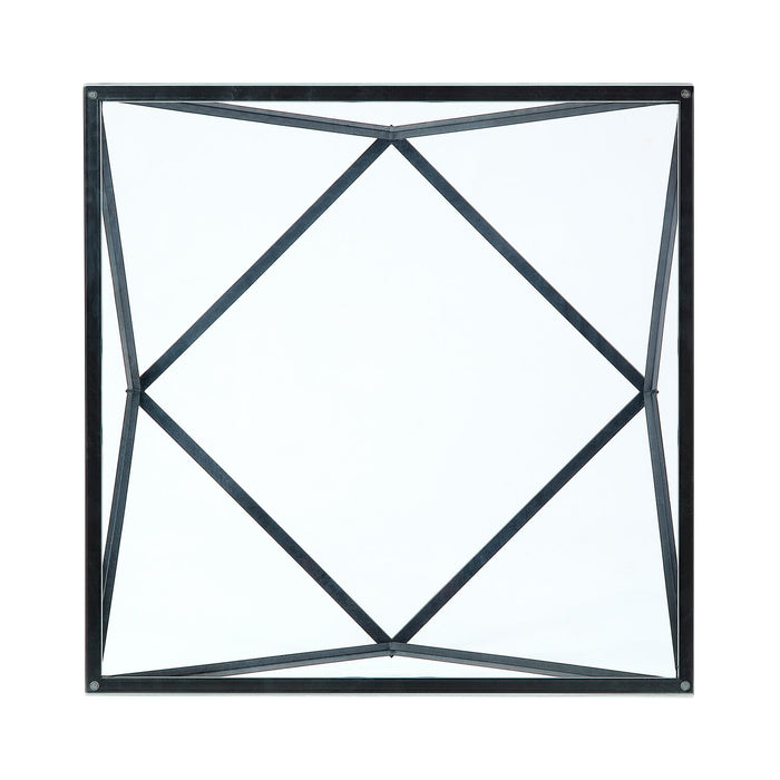 Table à café moderne Prism de 31,5 po avec dessus en verre - verre avec base en métal 