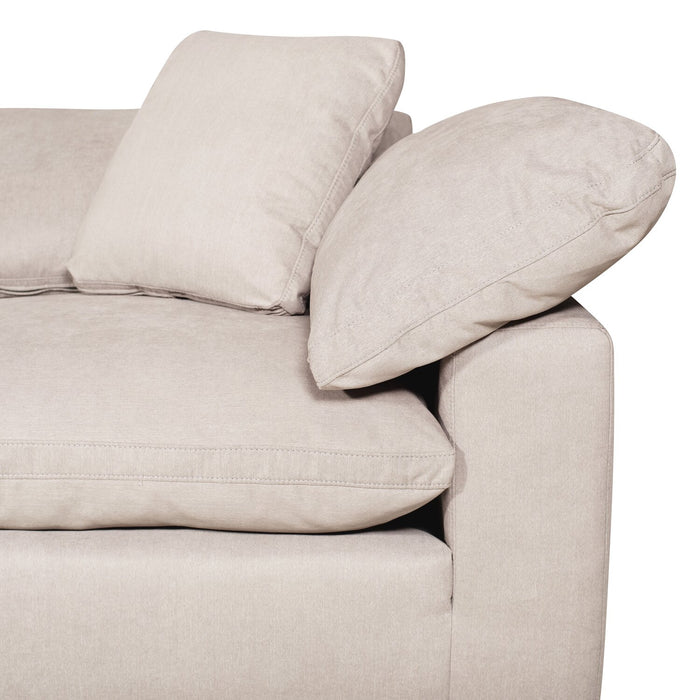 Sofa sectionnel modulaire de style cocon Eclipse 4 pièces en tissu d’apparence lin avec coussins réversibles en duvet et plumes - blanc lin