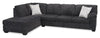 Made in Canada Morgan 2-Piece Left-Facing Chenille Fabric Sectional with Sofa and Accent Pillows - Grey | Sofa sectionnel de gauche Morgan 2 pièces fabriqué au Canada en tissu de chenille avec sofa et coussins décoratifs - gris