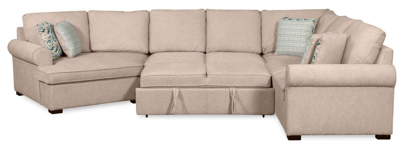 Sofa-lit sectionnel enveloppant de gauche Haven de Scott Living 3 pièces en tissu de chenille - taupe 