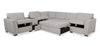Vault 6-Piece Sectional with Sofa Bed Loveseat and Three Storage Chairs - Grey | Sofa sectionnel Vault 6 pièces avec causeuse-lit et 3 fauteuils longs de rangement - gris