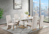 Vega 7pc Dining Set with Table & 6 Chairs, Marble Look, Pedestal Base, 82"W - Natural & White | Ensemble de salle à manger Vega 7 pièces avec table de 82 po (L), imitation de marbre, base piédestal et 6 chaises - naturel et blanc